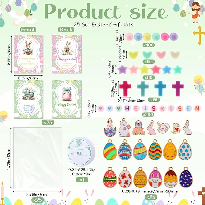 Chunful 1022 Pcs Easter Charms Beads Bracelet Jewelry Making Bunny Easter Egg Colorful Cross Pastel Alphabet Bead DIY Jewelry Craft Gift with Blessing Cards for Women Girls Kids Classroom Party Favors