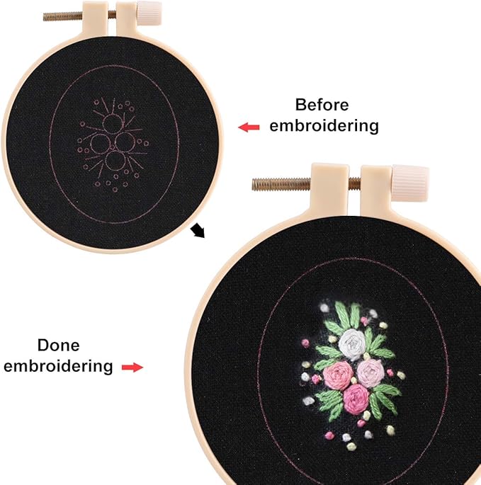 MWOOT 3 Pack Pendant Embroidery Starter Kit for Beginners,Retro Necklace Series Cross Stitch Tools for Necklace & Earrings & Hand Sewing Jewelry & Creative Gifts,Style A