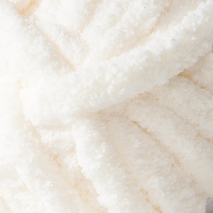 Crafted By Catherine Chunky Chenille Yarn - 2 Pack (8 oz / 227 g, 31.7 Yards Each Skein), Ivory, Gauge 7 Jumbo