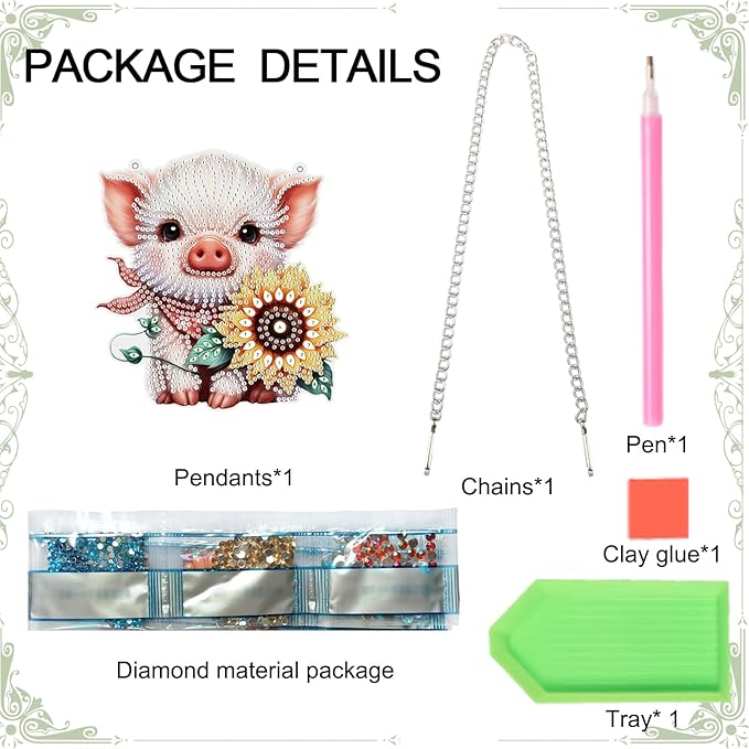 Tontut 5D DIY Diamond Art Painting Pendant kit, Sunflower Pig Special-Shaped Hanging Crystal Window Pendant kit, Adult Gift Home Curtains, Yard Entrance Decoration