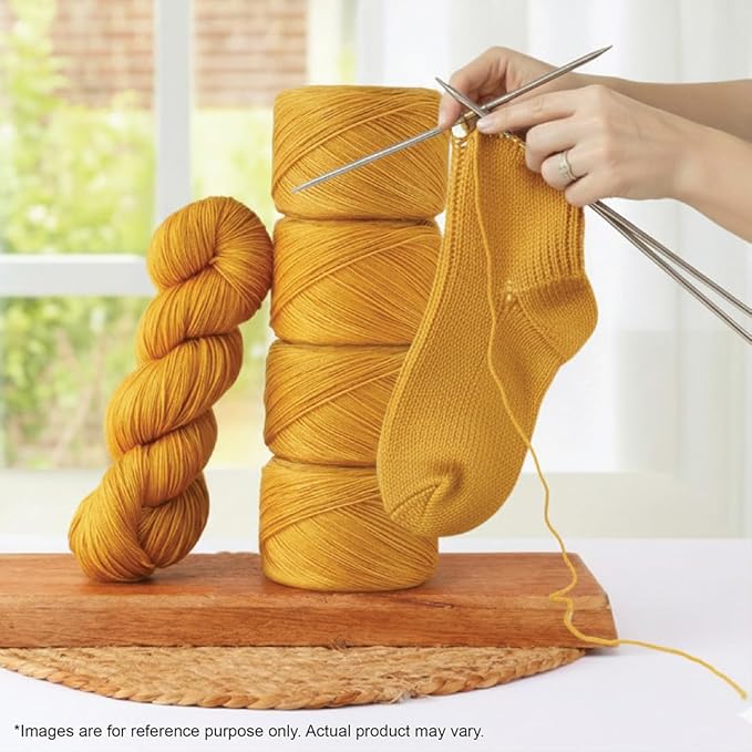 KnitPro Symfonie Fingering Weight Hand Dyed Semi-Solid Yarn Skein | Extra Fine Merino Wool & Polyamide Blend for Knitting & Crocheting, Oeko-TEX Certified 400m, 100g | Terra Turmeric