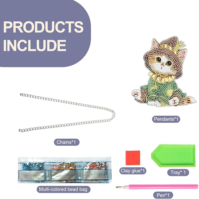 TDFERAN Diamond Painting Pendant Cat DIY Diamant Art Ornament Kits Window Pendant Diamond Painting Hanging Diamant Painting Suncatcher Art Wind Chimes Hanging for Wall Home Decor