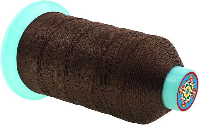Mandala Crafts Size 138 420D T135 Bonded Nylon Thread - Dark Brown 1250 YDs Tex 135 Heavy Duty Sewing Threads for Leather, Jeans, Weaving, Outdoor Marine Upholstery