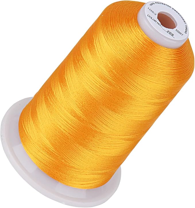 Simthread 5500Yds Embroidery Thread, 5000M High-Yardage 40WT 100% Polyester Thread – 170+ Vivid Colors, High-Speed Rated – Compatible with Brother, Singer, Janome & More - Orange 208
