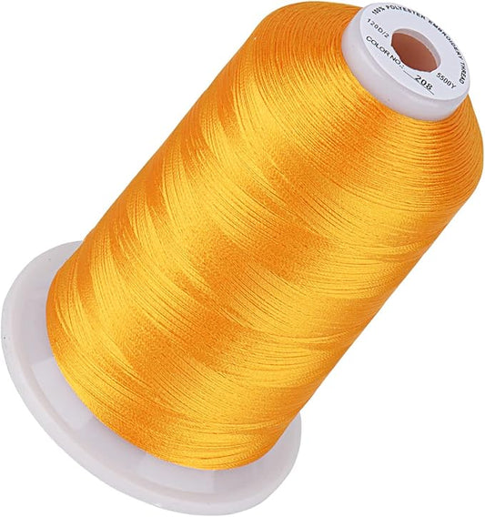 Simthread 5500Yds Embroidery Thread, 5000M High-Yardage 40WT 100% Polyester Thread – 170+ Vivid Colors, High-Speed Rated – Compatible with Brother, Singer, Janome & More - Orange 208