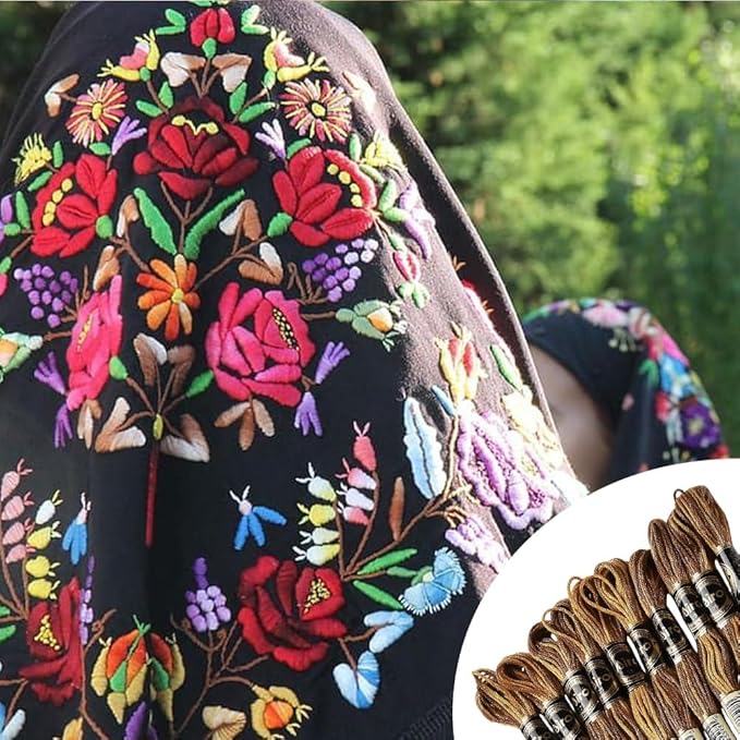 10 Skeins 6 Strands Brown Embroidery Floss Variegated Cross Stitch Thread Polyester Gradient Friendship Bracelet String Yarn Threads Bulk for Hand Sewing Jewelry Craft Crochet Cloth Bracelet