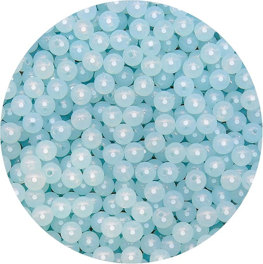bonny boxx 1000pcs 6mm jelly light blue acrylic round beads, smooth transparent acrylic balls, plastic resin gumball bubblegum chunky beads for necklace & bracelet making, crafting supplies