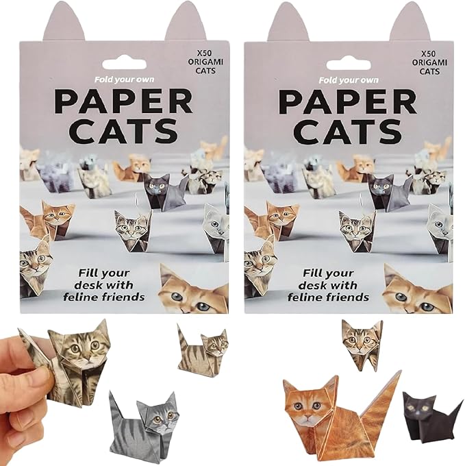 DIY Paper Cats - 100 Sheets DIY Origami Paper to Fold Cute Cat Figures, Creative Craft Activity for Cat Lovers, Desk Decoration & Gift for Cat Lovers(2Pcs Cats）