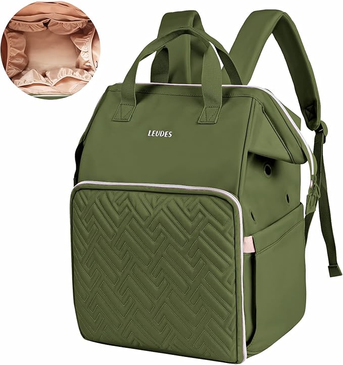 Leudes Knitting Bag Backpack,Yarn Storage Organizer Large Crochet Bag Tote Christmas Gift Yarn Holder Case for Carrying Projects,Knitting Needles (Army Green)