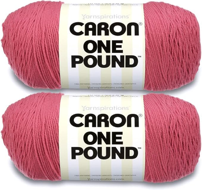 Caron One Pound Rose Yarn - 2 Pack of 454g/16oz - Acrylic - 4 Medium (Worsted) - 812 Yards - Knitting/Crochet