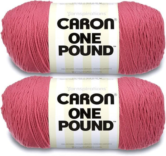Caron One Pound Rose Yarn - 2 Pack of 454g/16oz - Acrylic - 4 Medium (Worsted) - 812 Yards - Knitting/Crochet