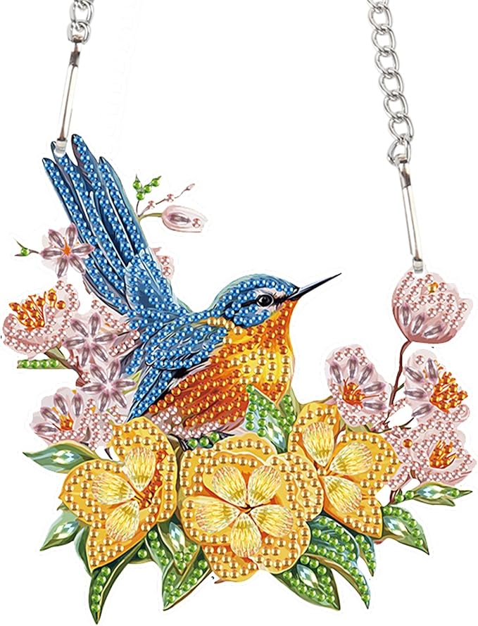 DIY 5D Bird Flower Diamond Art Painting Kits Hanging Sign Wall Art Sign Special Shaped Diamond Art Window Hanging Ornament Pendants Home Garden Wall Door Hanging Diamond Art Kits Valentine's Day Gift