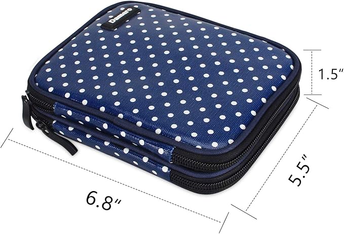 Damero Crochet Hook Case, Travel Storage Bag for Various Crochet Needles and Accessories, Lightweight and Compact, Easy to Carry, Medium, Blue Dots (No Accessories Included)