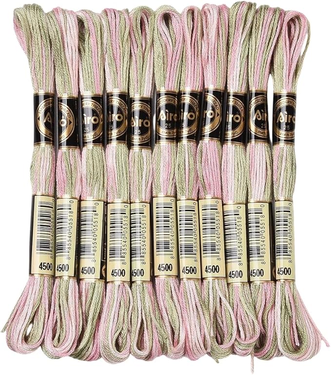 10 Skeins 6 Strands Pink Green Hand Variegated Embroidery Floss Gradient Cross Stitch Thread Friendship Bracelet String Yarn Bracelets Threads Bulk for Sewing Crochet Crafts Stitching DIY