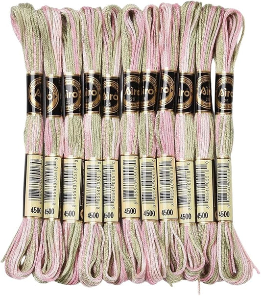 10 Skeins 6 Strands Pink Green Hand Variegated Embroidery Floss Gradient Cross Stitch Thread Friendship Bracelet String Yarn Bracelets Threads Bulk for Sewing Crochet Crafts Stitching DIY