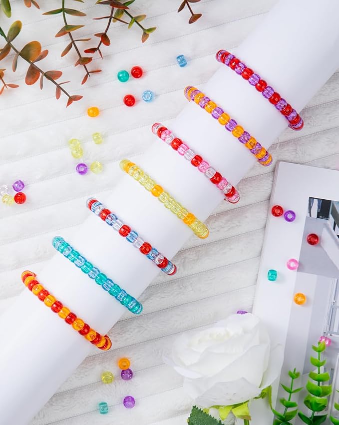 1000+ Pcs Pony Beads, Multi-Colored Glitter Colors, Kandi Beads for Bracelet Making, Hair Braids, Necklaces, Key Chains, Jewelry