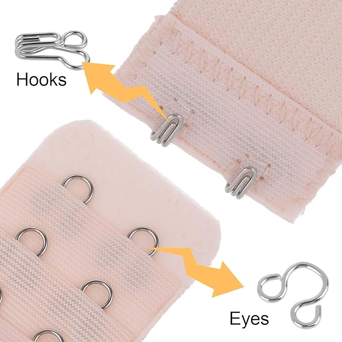 100 Pairs Sewing Hooks and Eyes Closure Metal Bra Hooks Replacement Silver Hook and Eye Closures for Clothing Sew On Snaps for Bra Clothing Skirts Replacement Sewing Crafting DIY Project (14mm)