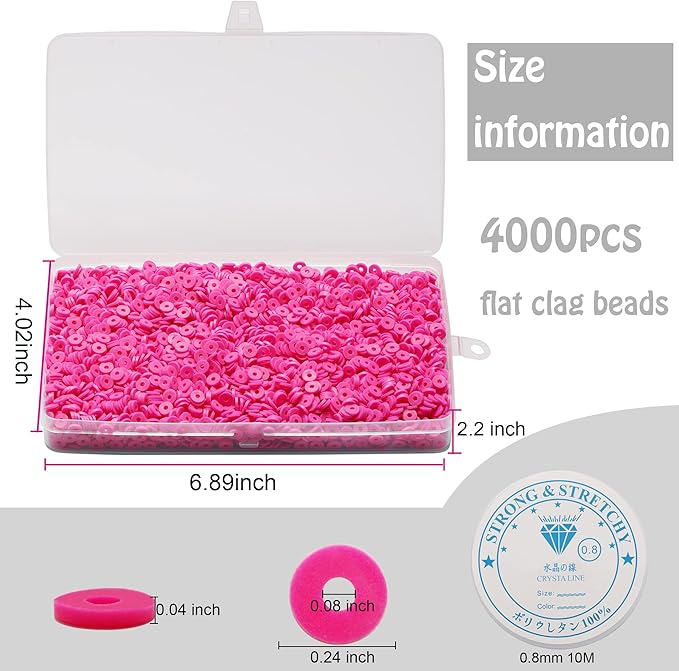 4000 Pcs Clay Beads for Bracelets Making, Polymer Spacer Flat DIY for Jewelry Necklace Earring Making Kit, Preppy Aesthetic Heishi Heshie Thin Disk Beads Assortments Set 4 6 8MM (PK-2-03, 6MM)