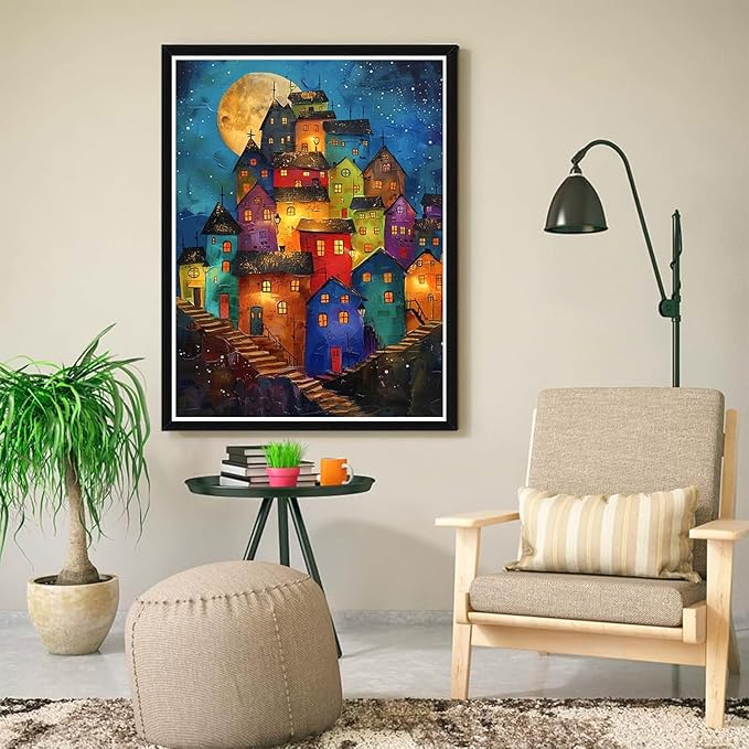 ijbnhd Diamond Art Kits for Adults - House Diamond Painting Kits for Adults, 5D Diamond Painting Dream House, DIY Full Drill Gem Art Crafts for Home Wall Decor 12x16inch