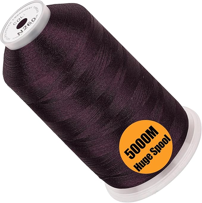 New brothread - Single Huge Spool 5000M Each Polyester Embroidery Machine Thread 40WT for Commercial and Domestic Machines - Dark Sepia (Janome Color)