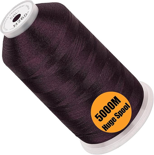 New brothread - Single Huge Spool 5000M Each Polyester Embroidery Machine Thread 40WT for Commercial and Domestic Machines - Dark Sepia (Janome Color)