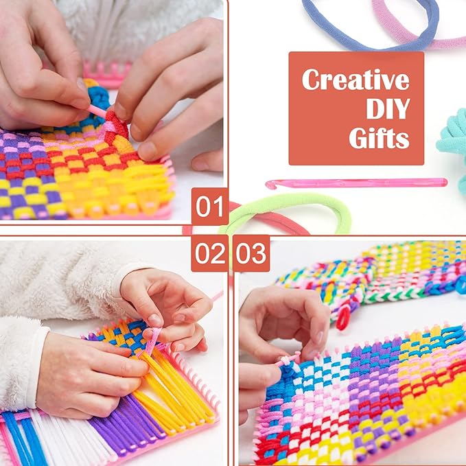 Windspeed 336 Pcs Loop Potholder 14 Colors Elastic Weaving Refill Loops Potholder for with 2 Pcs Crochet Hooks for DIY Crafts Supplies