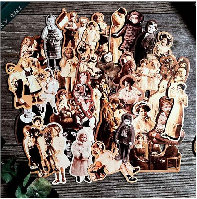 37Pcs Vintage Paper Dolls for Junk Journal Supplies, Cardstock People Cutouts for Scrapbook Kits, Collage Ephemera for Junk Journals, Dark Academia Die Cut for Room Decor Wall