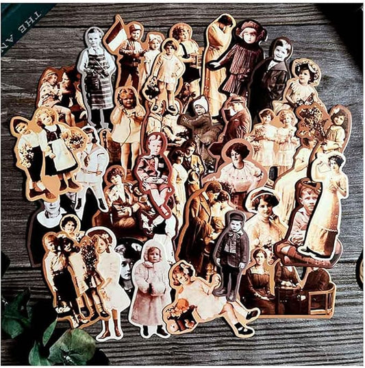 37Pcs Vintage Paper Dolls for Junk Journal Supplies, Cardstock People Cutouts for Scrapbook Kits, Collage Ephemera for Junk Journals, Dark Academia Die Cut for Room Decor Wall