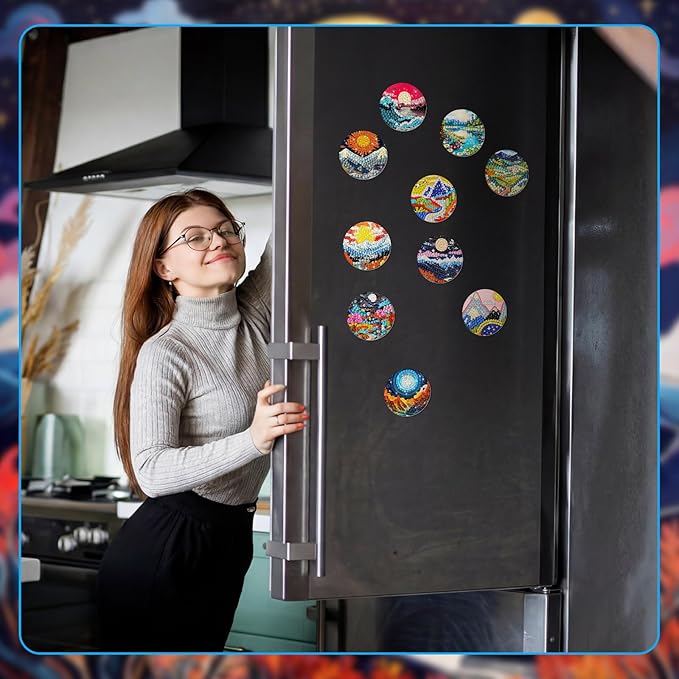 30 Pcs Magnetic Diamond Art Painting Abstract Landscape Magnets Fridge Diamond Art Painting Kits Sticker Magnet DIY Craft for Adult Beginner Souvenir Gift Office Home Decor