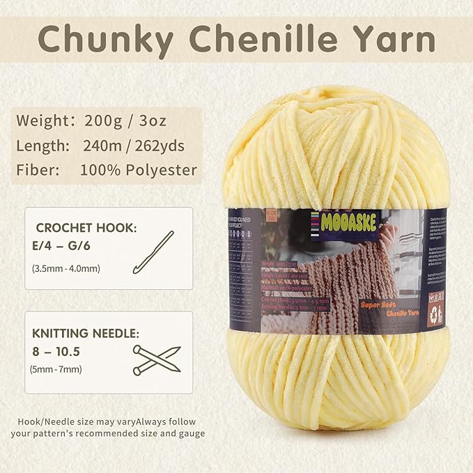Chunky Velvet Yarn for Crocheting & Knitting, 7.05oz 262.4yd Super Soft Chenille Plush Yarn, Bulk Thick Yarns for Baby Blankets, Amigurumi, Scarves | 20 Colors (1, Violet)