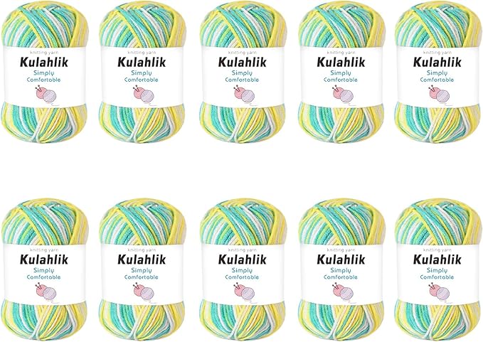 500g(10x50g) Acrylic Yarn for Crocheting and Knitting, Colorful Gradient Yarn Thread, 10 Rolls Skeins, Multicolor Hilo Acrílico, Perfect for DIY Crafts Project