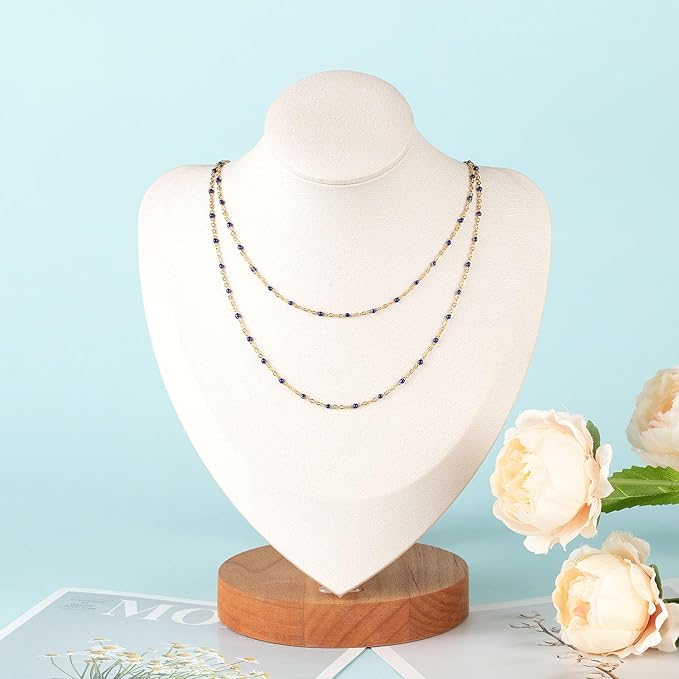 UMAOKANG Gold Plated Stainless Steel Jewelry Chains Bulk Cable Link Chain on Spool Royal Blue Enamel Bead Rosary Chain for Necklace Bracelet DIY Making Jewelry Supplies