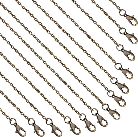 lemonkey 24 pack necklace chains bulk,bronze plated diy cable link chains for jewelry making 24 inches