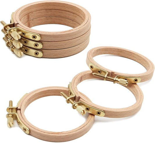 zocone 6 pcs beech wood embroidery hoops, wood circle hoop ring cross stitch hoop for embroidery, cross stitch, needlework, art craft handy sewing and christmas decoration (size-3")