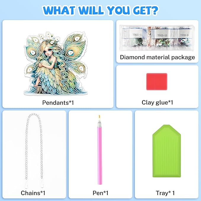 Bowetile Fairy Diamond Art Hanging Kits for Adults, 5D Special Shape Diamond Painting Peacock Pendant Kits, Animal Gem Art Suncatchers Painting Ornament for Home Garden Wall Decor