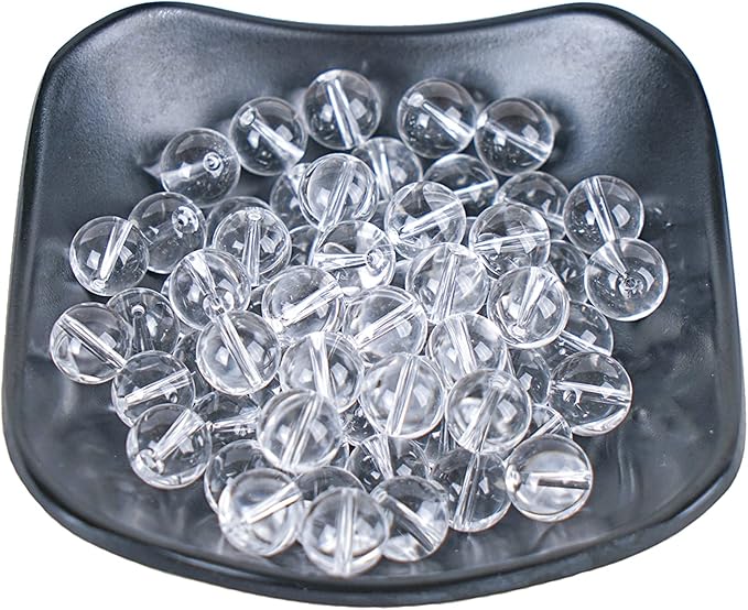 6mm Natural Clear Quartz Round Bead - 60PCS Bulk Gemstone Beads for Jewelry Making, DIY Bracelets, Necklaces - Includes Crystal Stretch Cord - Stone Beads for Crafting Gifts