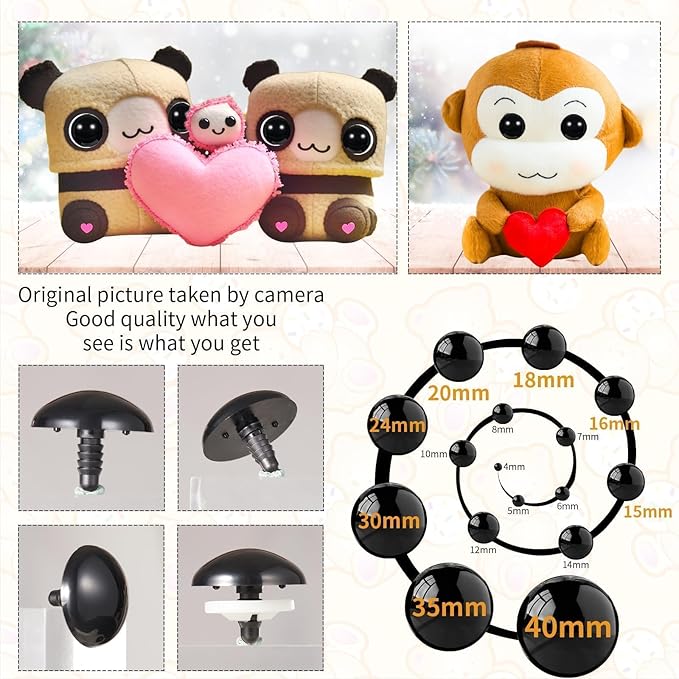 Vanblue 40pcs 24mm Upgraded Safety Eyes for Crocheting Amigurumi Eyes for Crochet Animals with Washers Craft Eyes Doll Eyes Stuffed Animal Eyes Gift for Crochet Lovers Halloween Decorations