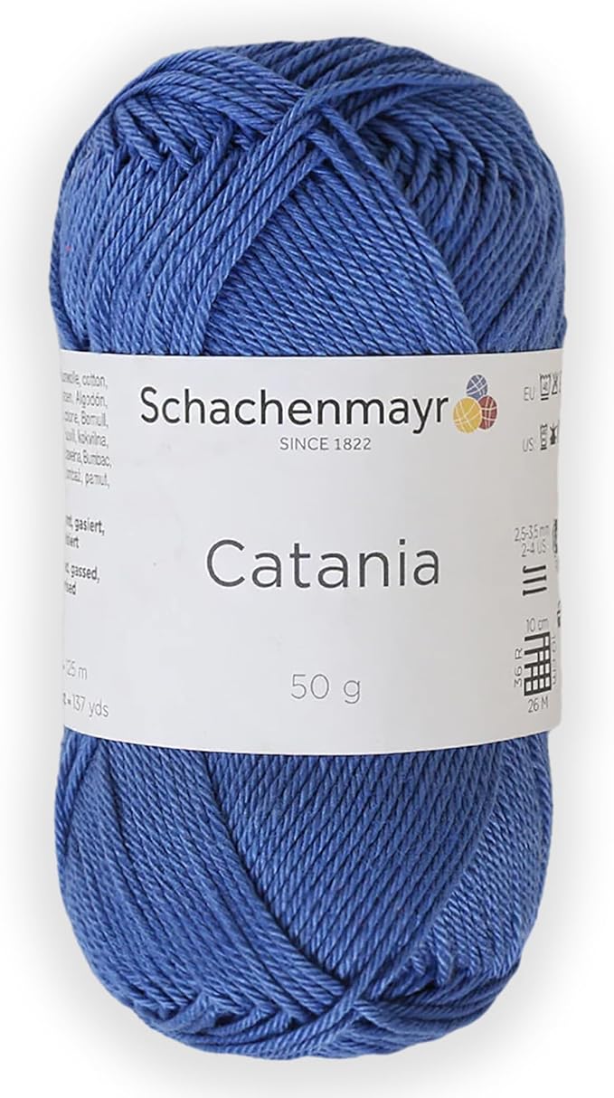 1 Skein/Pack Schachenmayr (SMC) Catania Originals Yarn, Each Ball 1.76 Oz (50gr) / 136 Yards (125 m), 100% Mercerized Cotton for Knitting and Crochet Yarn, Sport Weight, 261 - Regatta