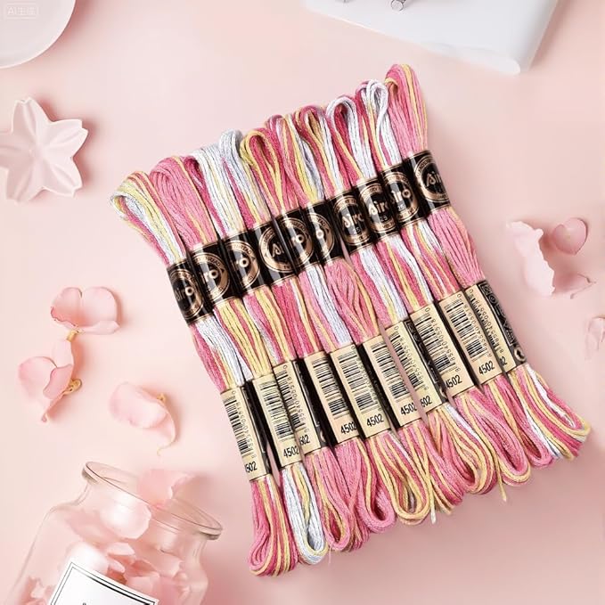 10 Skeins 87.5 Yards 6 Strands Pink Friendship Bracelet String Hand Variegated Embroidery Floss Gradient Cross Stitch Thread Yarn Bracelets Threads Bulk for Sewing Crochet Crafts Stitching