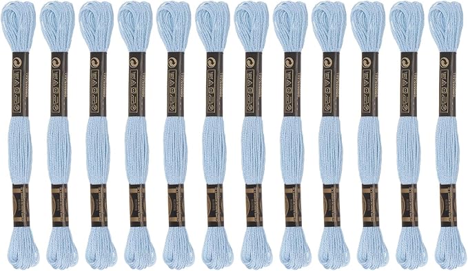 HARFINGTON 12 Skeins Embroidery Floss 8m Each Egyptian Long Fiber Cotton Cross Stitch Thread 26S/2x6 for Embroidery Projects Bracelet, Pale Blue