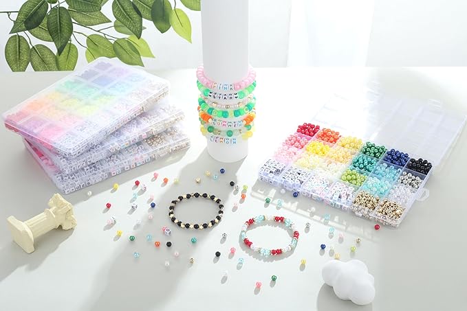 1260 Pcs Pearl Beads Bracelet Making Kit 6mm Pearl Beads for Crafts Friendship Bracelet Kit 6mm Beads for DIY Crafts