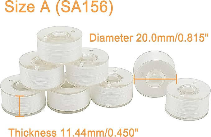 New brothread 25pcs White 60S/2 (90WT) Prewound Bobbin Thread Plastic Size A SA156 for Embroidery and Sewing Machines DIY Embroidery and Sewing Thread Cottonized Soft Feel Polyester Thread