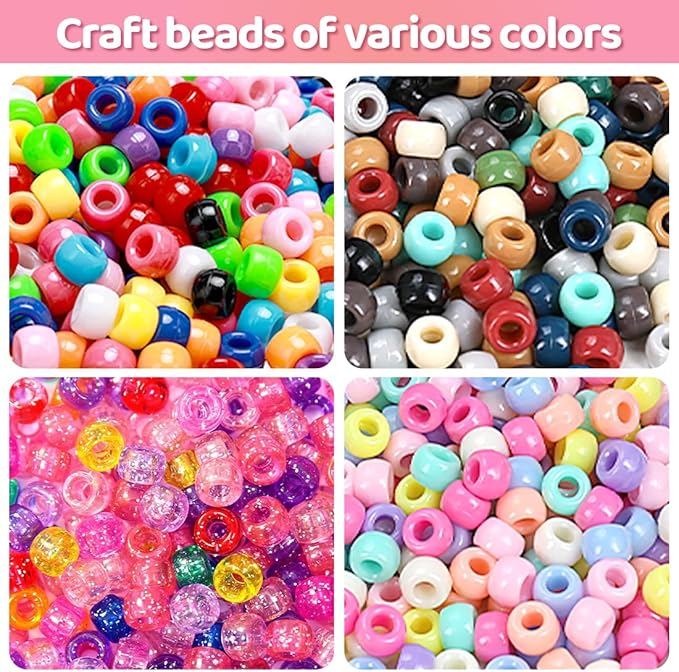 eppingwin 1200pcs pony beads for bracelets, classic colors kandi beads for hair braids, easy storage pony bead for jewelry making