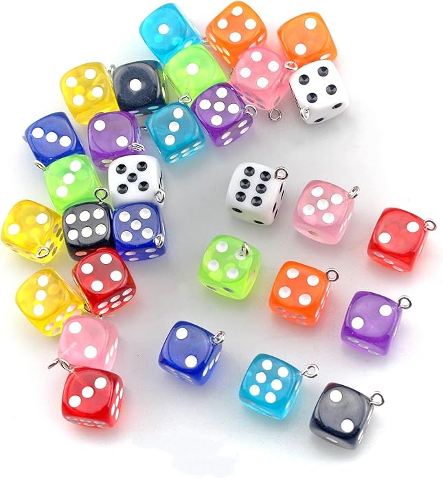Resin Ice Cream Flower Dice Pendant Charms Colorful DIY Pendant Making Charm for Bracelet Necklace Earrings Keychain Craft