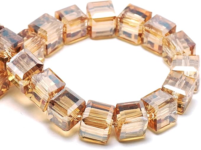 4mm Sparkle Cube Crystal Beads for Jewelry Making - Faceted Spacer Beads for Bracelets(94-100pcs, Amber)