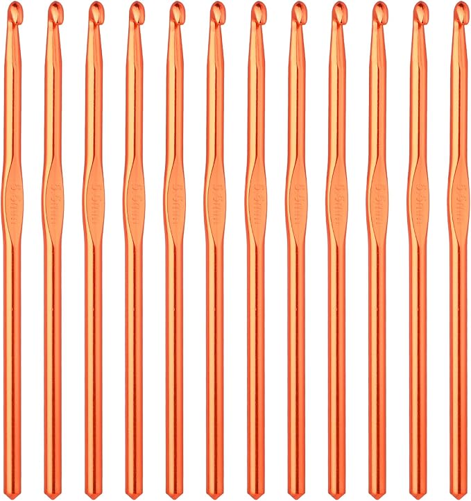 Abeillo 12 PCS 5.5 mm Crochet Hook, US Size I Crochet Hooks Size 9 Aluminum Knitting Needles, Crochet Needles for Yarn Craft Beginners Women Adults