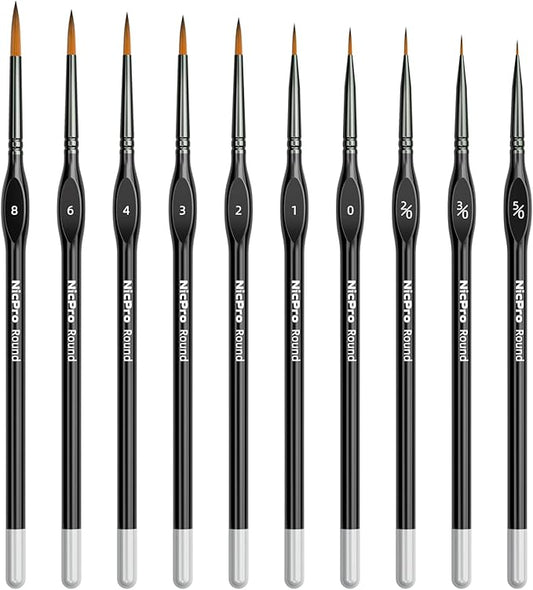 Nicpro Miniature Paint Brushes - 10PCS Model Paint Brush Set for Acrylic Oil Watercolor, Micro Detail Paint Brushes for Model, Miniature, Art Painting, Fine Detailing, Paint by Numbers, Craft