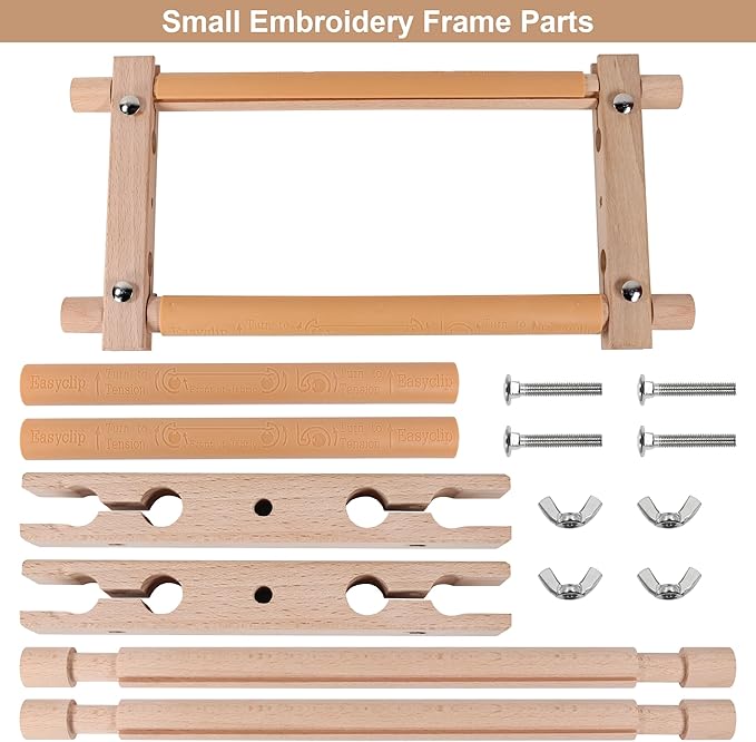 Small Beech Wood Tapestry Embroidery Frames, Scroll Stitching Holder for Cross Stitch, Needlepoint, Quilting & Sewing Projects