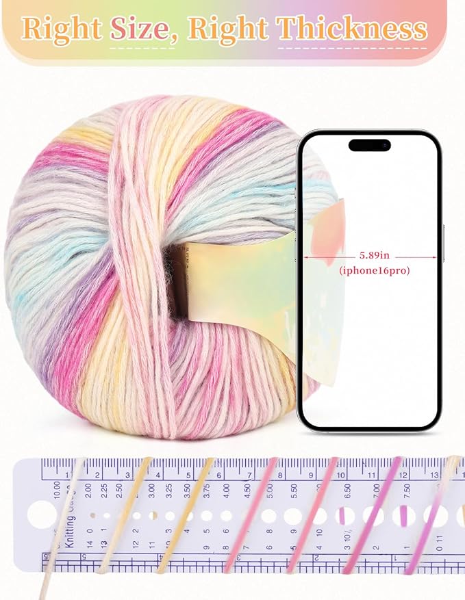 Coopay Yarn for Crocheting Knitting, Gradient Cake Yarns, 2 × 3.53oz - 240yds - 50% Cotton 50% Acrylic Ombre Yarns, Gradient Crochet Yarn for Blankets, Shawls, Scarves (206 Fairy Tale)