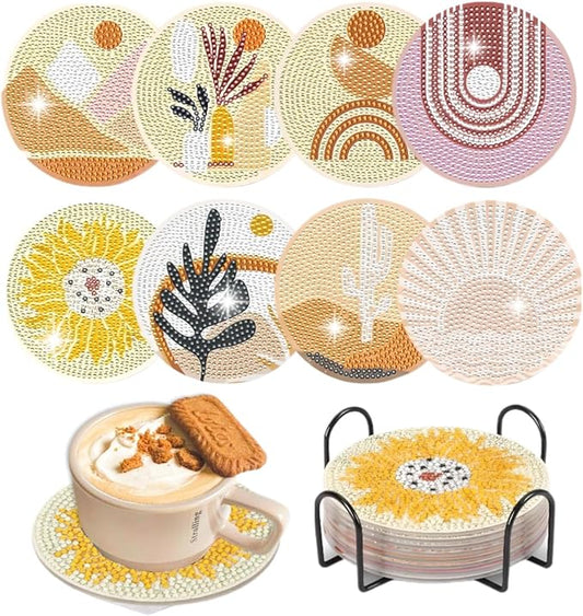 8 Pcs Bohemia Diamond Painting Kits | Diamond Painting Kits with Holder | Diamond Art Coasters for Beginners Adults - Perfect Art Craft Supplies Gift!… (Bohemia)